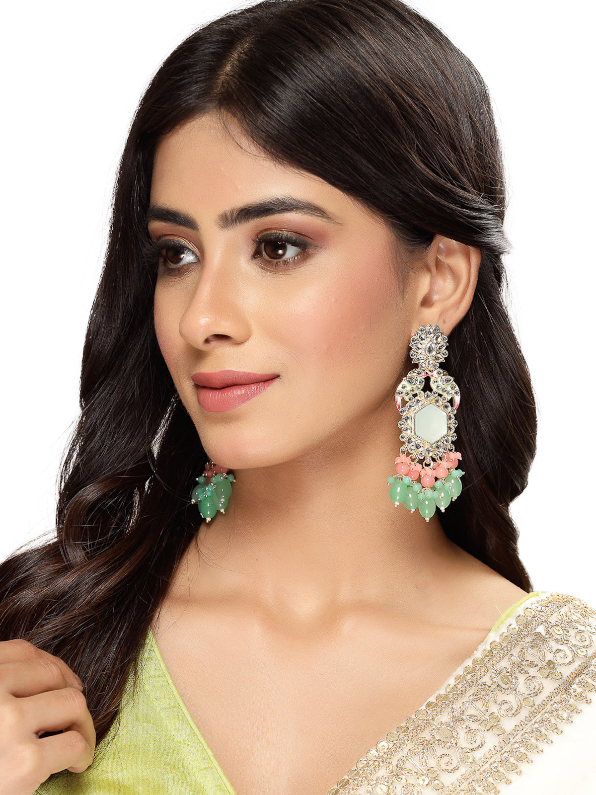 Studio Sukkhi Most Beautiful Gold Plated Kundan With Meenakari Multicolor Dangle Drop Earrings For Women And Girls E105781