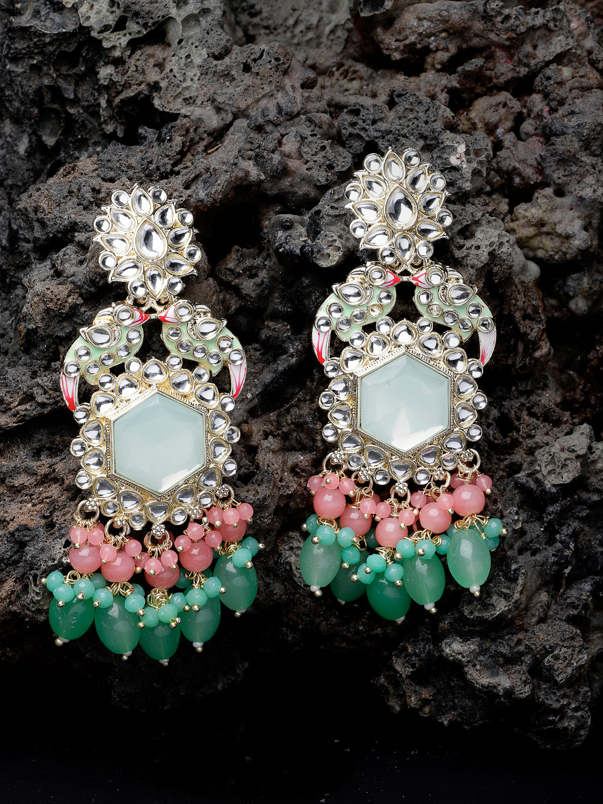 Studio Sukkhi Most Beautiful Gold Plated Kundan With Meenakari Multicolor Dangle Drop Earrings For Women And Girls E105781