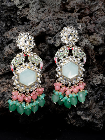 Studio Sukkhi Most Beautiful Gold Plated Kundan With Meenakari Multicolor Dangle Drop Earrings For Women And Girls E105781