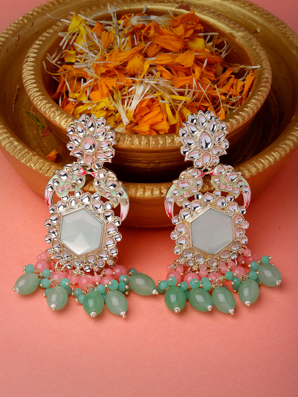 Studio Sukkhi Most Beautiful Gold Plated Kundan With Meenakari Multicolor Dangle Drop Earrings For Women And Girls E105781