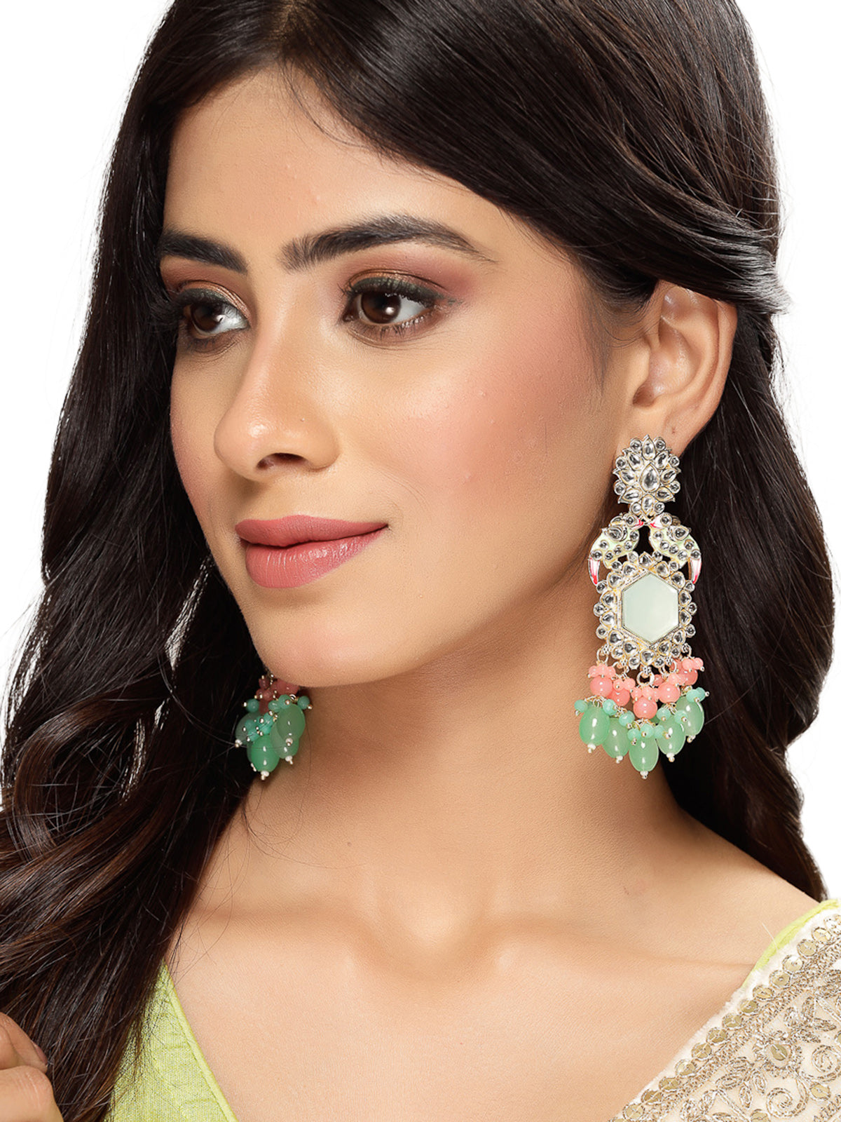 Studio Sukkhi Most Beautiful Gold Plated Kundan With Meenakari Multicolor Dangle Drop Earrings For Women And Girls E105781