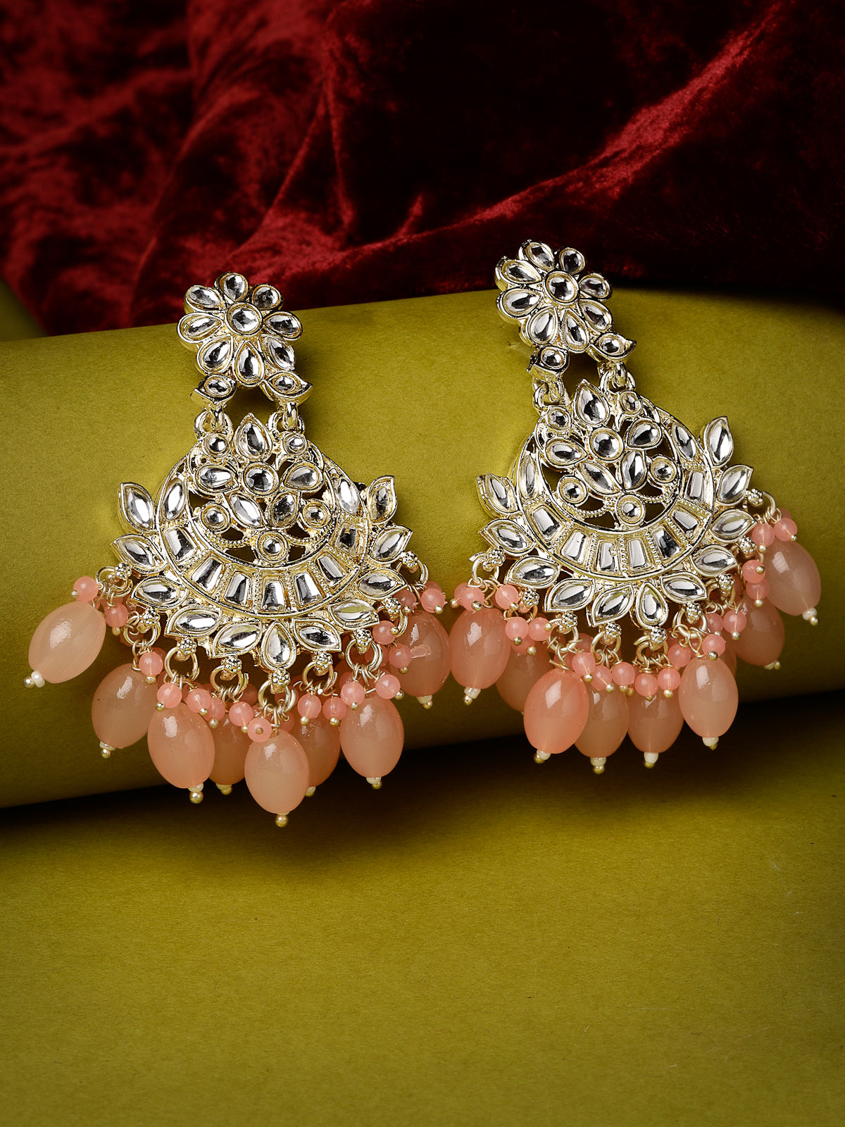 Studio Sukkhi Traditional Gold Plated Kundan Pink Dangle Drop Earrings For Women And Girls E105784