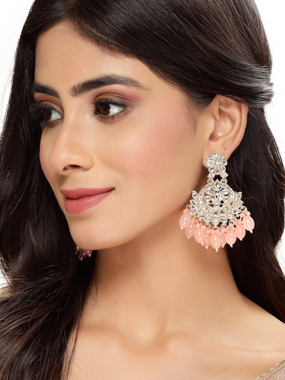 Studio Sukkhi Traditional Gold Plated Kundan Pink Dangle Drop Earrings For Women And Girls E105784