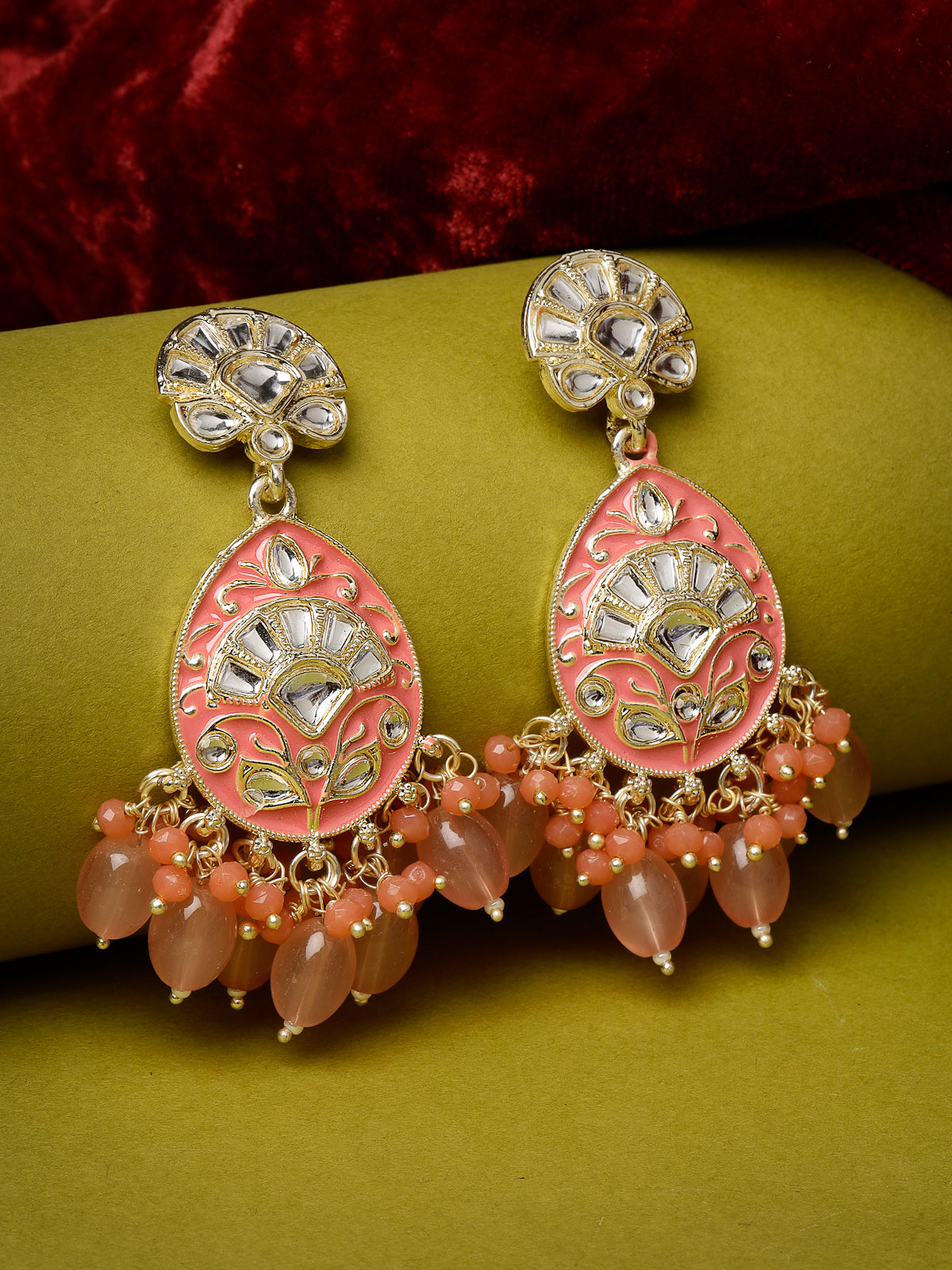 Studio Sukkhi Universal Kundan With Pink Meenakari Gold Plated Dangle Drop Earrings For Women And Girls E105785