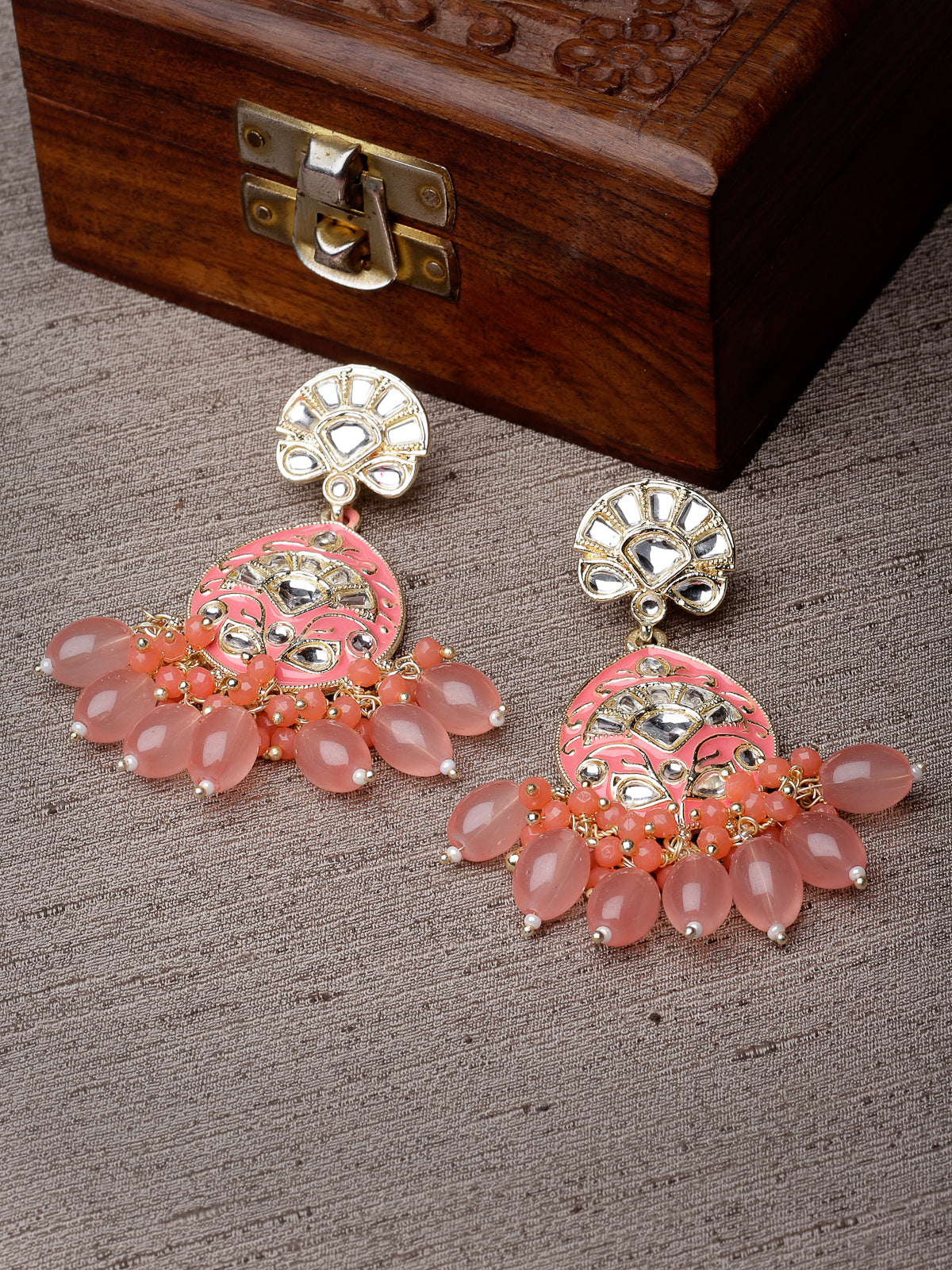Studio Sukkhi Universal Kundan With Pink Meenakari Gold Plated Dangle Drop Earrings For Women And Girls E105785
