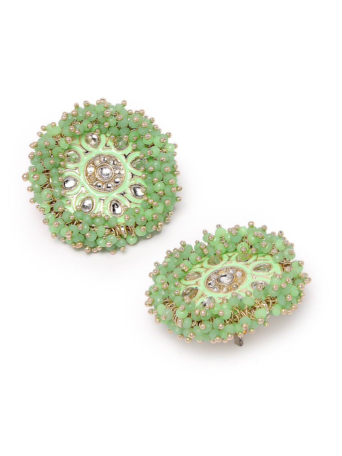 Sukkhi Elegant Green Beads with Meenakari Gold Plated Studs Earrings For Women And Girls E105787