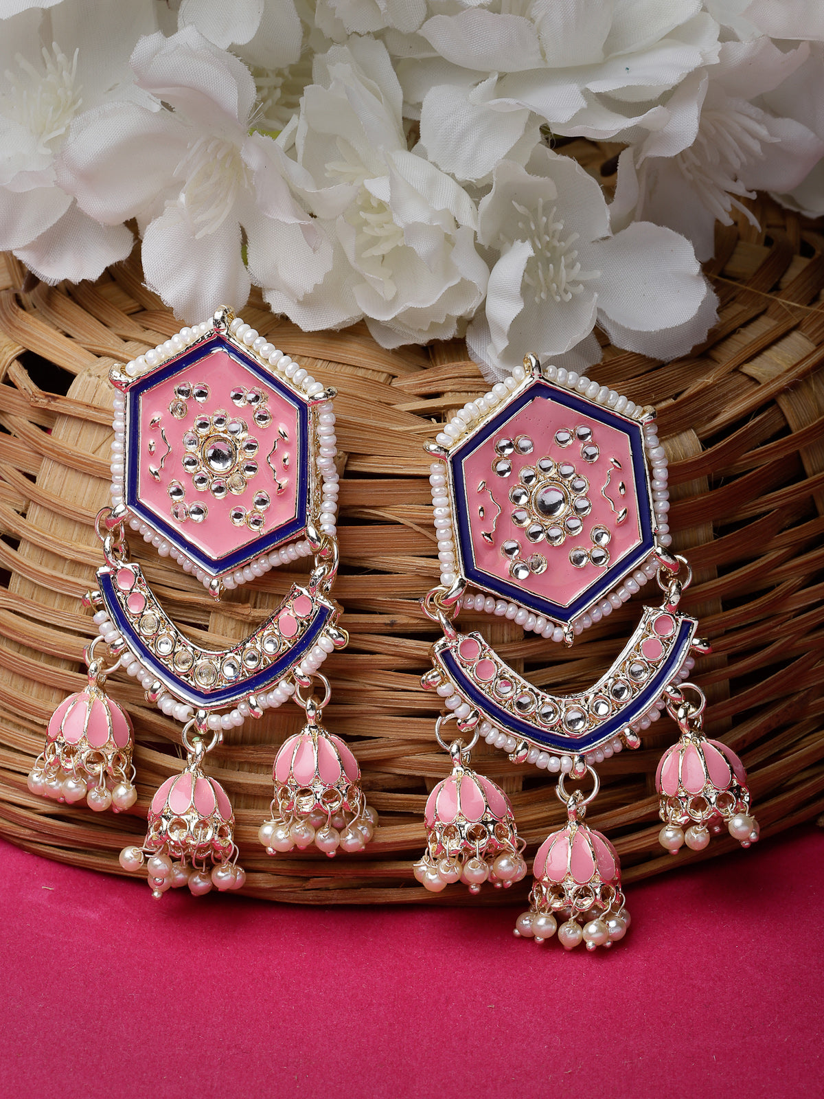 Studio Sukkhi Fashion-Forward Multicolor Meenakari Gold Plated Kundan Jhumki Earrings For Women And Girls E105788
