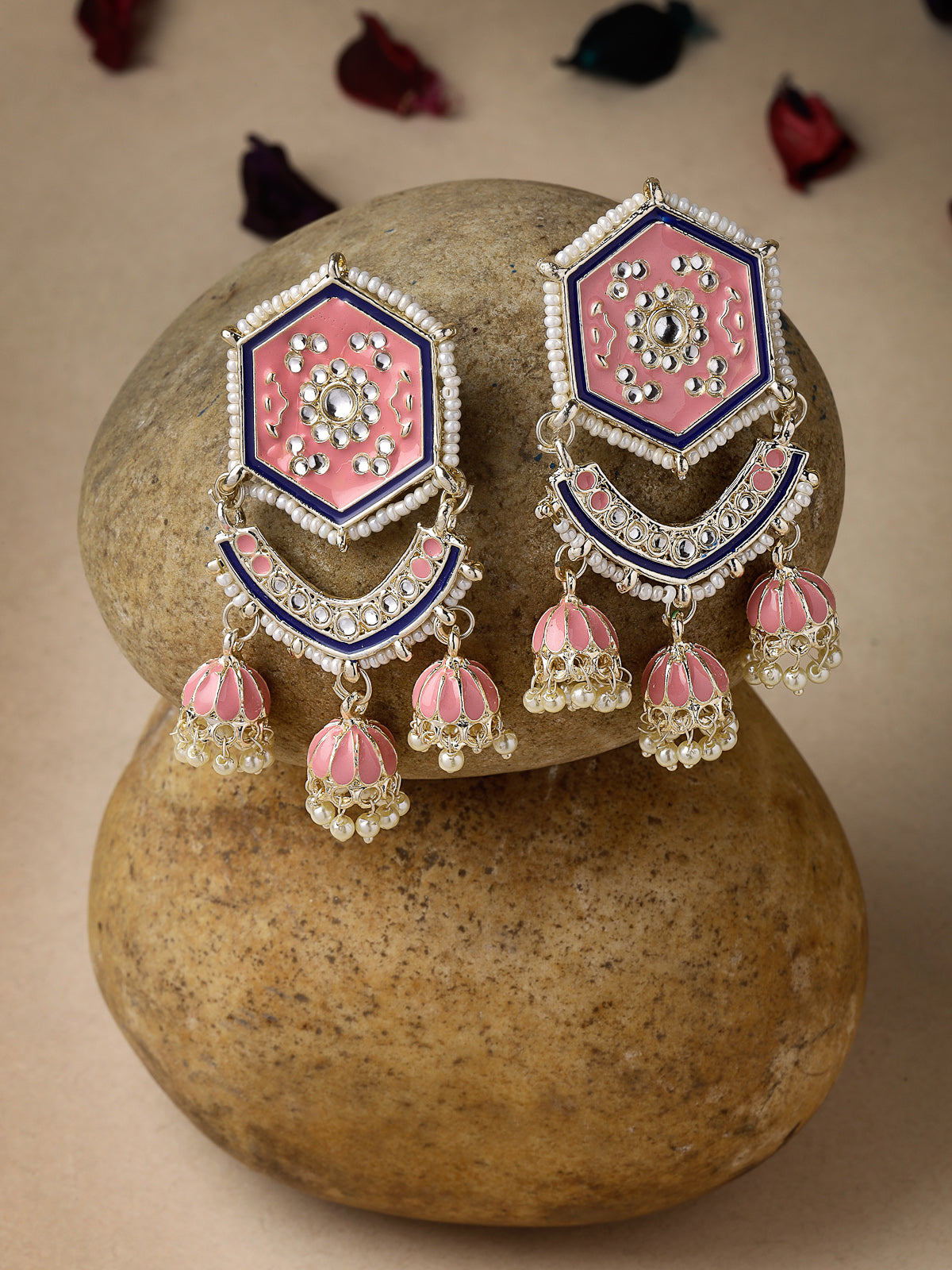 Studio Sukkhi Fashion-Forward Multicolor Meenakari Gold Plated Kundan Jhumki Earrings For Women And Girls E105788