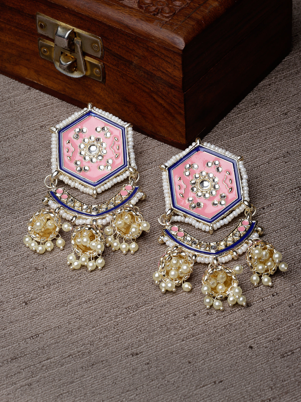 Studio Sukkhi Fashion-Forward Multicolor Meenakari Gold Plated Kundan Jhumki Earrings For Women And Girls E105788