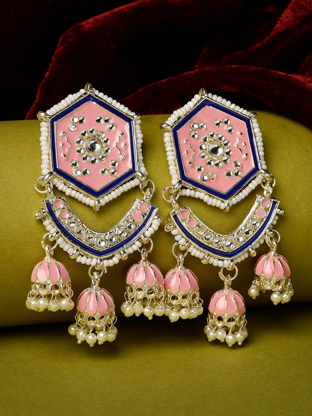 Studio Sukkhi Fashion-Forward Multicolor Meenakari Gold Plated Kundan Jhumki Earrings For Women And Girls E105788