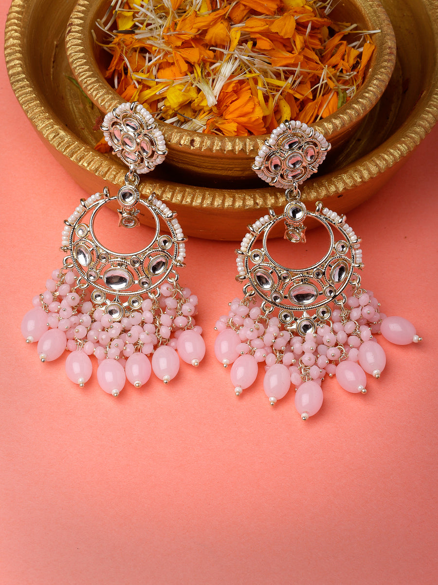 Studio Sukkhi Enchanting Gold Plated Pink Meenakari With Kundan Dangle Drop Earrings For Women And Girls E105789