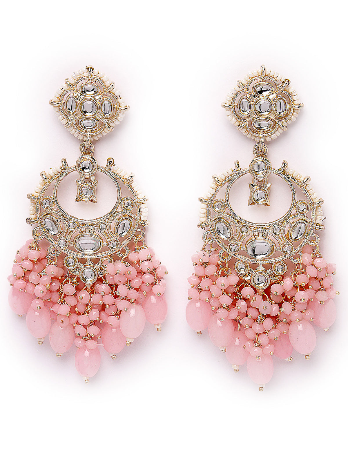 Studio Sukkhi Enchanting Gold Plated Pink Meenakari With Kundan Dangle Drop Earrings For Women And Girls E105789