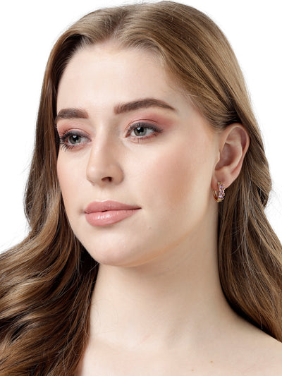 Scintillare by Sukkhi Pretty Rose Gold Plated & Crystals Stones Studded Red Rose Floral Stud Earring for Women & Girls Stylish Fashion|Birthday Gift for Girls & Women Anniversary Gift for Wife|E106555