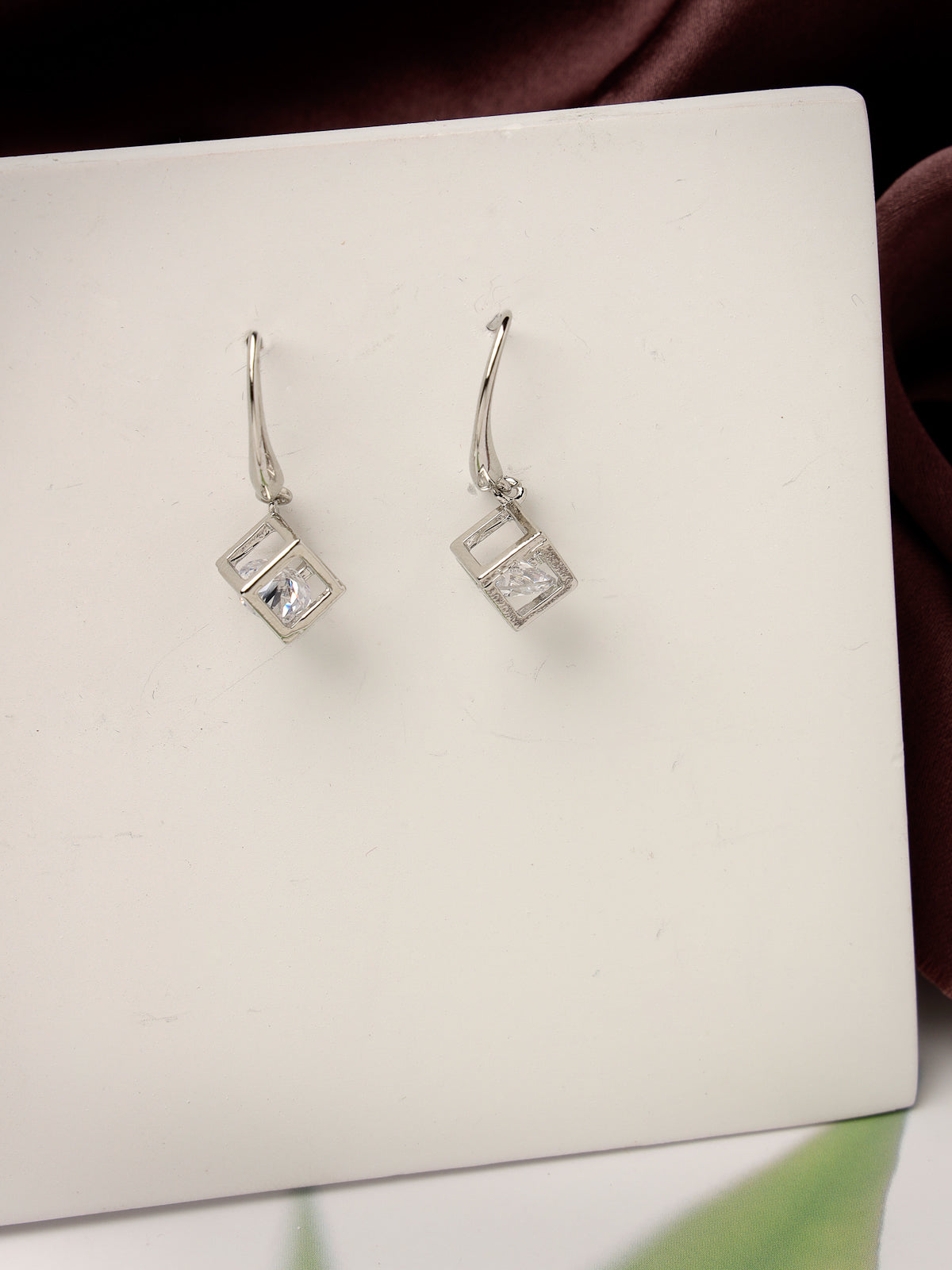 Scintillare by Sukkhi Fashionable Rhodium Plated American Diamonds Studded Silver Drop Earring for Women & Girls Stylish Fashion|Birthday Gift for Girls & Women Anniversary Gift for Wife|E106552