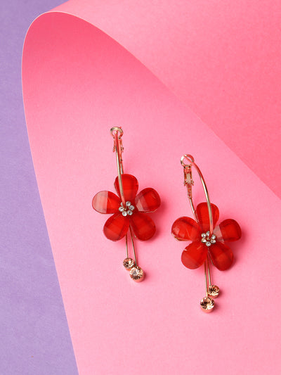 Scintillare by Sukkhi Pretty Rose Gold Plated & Crystals Stones Studded Red Rose Floral Stud Earring for Women & Girls Stylish Fashion|Birthday Gift for Girls & Women Anniversary Gift for Wife|E106555