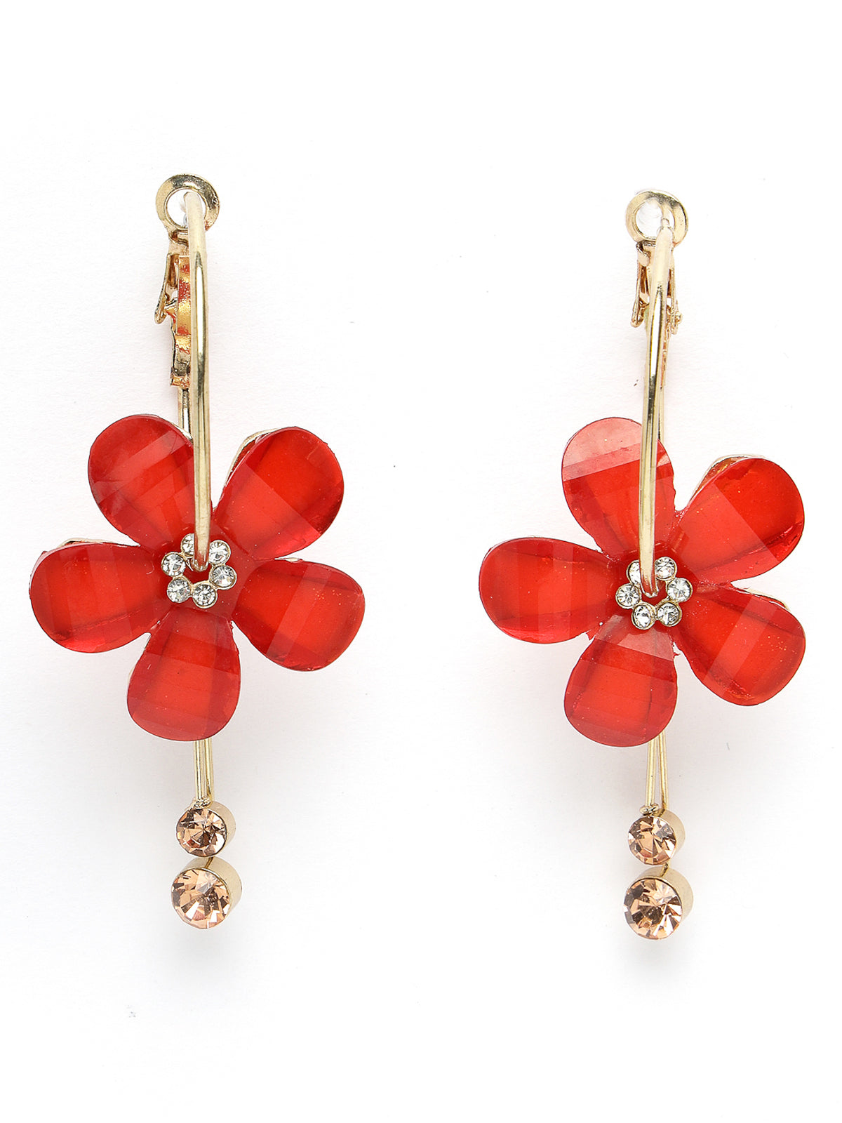 Scintillare by Sukkhi Valentine Gifts Collection Love-Inspired Red Heart Crystals Rose Gold Plated Bali Hoop Earring|Stylish Fashion|Birthday Gift for Girls & Women Anniversary Gift for Wife|E106557