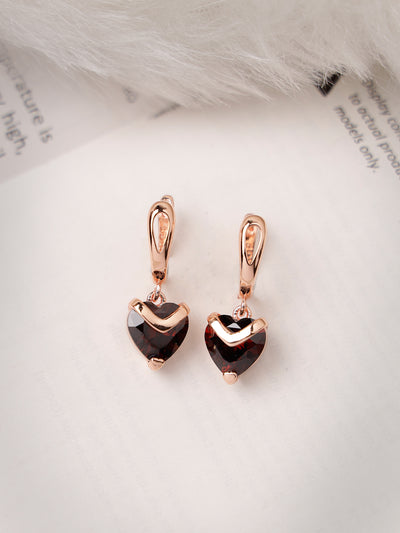 Scintillare by Sukkhi Valentine Gifts Collection Love-Inspired Red Heart Crystals Rose Gold Plated Bali Hoop Earring|Stylish Fashion|Birthday Gift for Girls & Women Anniversary Gift for Wife|E106557