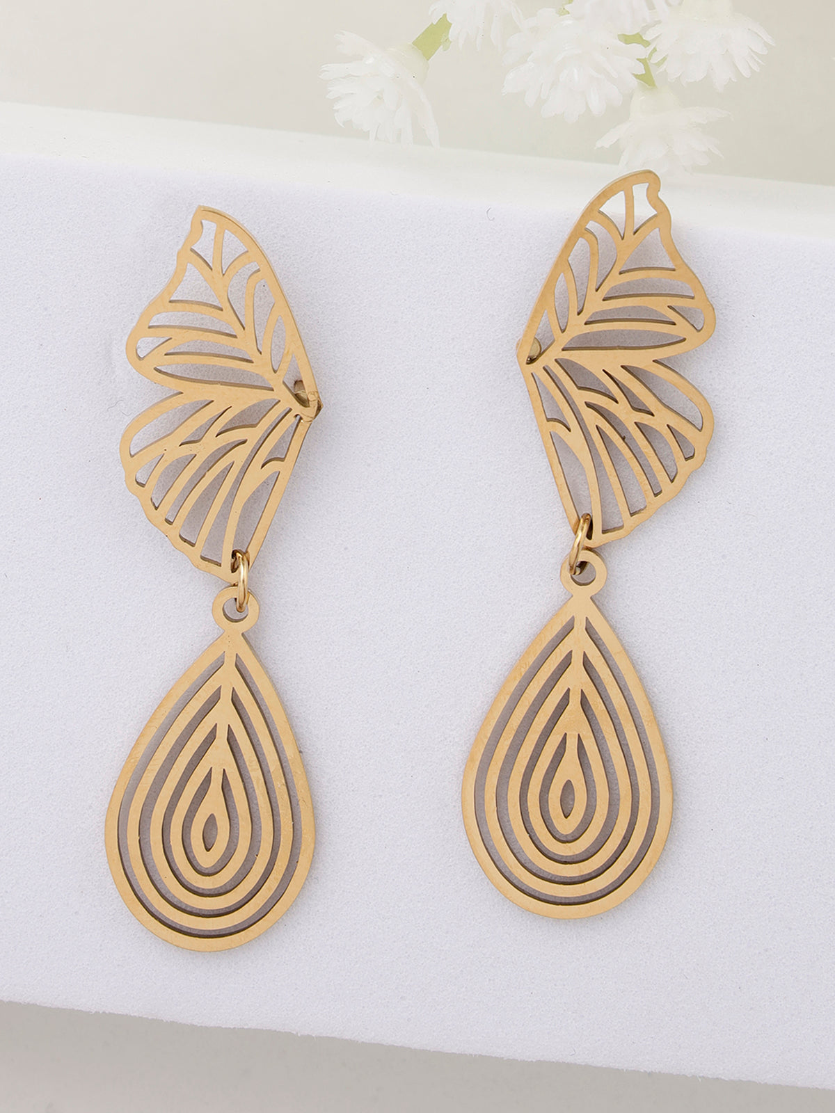 Scintillare By Sukkhi Latest Stylish 18kGold Plated with Stainless Steel Butterfly Dangler Earring Jewellery for Women & Girls|Anti Tarnish Jewellery|Gifts for Wife Girlfriend Mother Sister|E107000