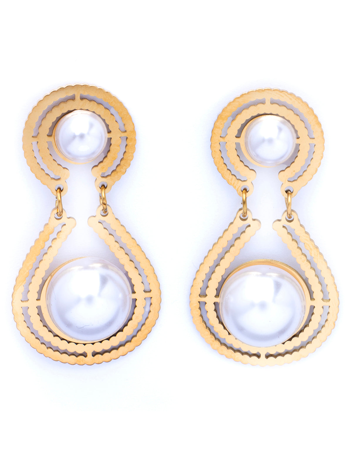 Scintillare By Sukkhi Western Stylish 18kGold Plated with Stainless Steel Pearls Dangler Earring Jewellery for Women & Girls|Anti Tarnish Jewellery|Gifts for Wife Girlfriend Mother Sister|E107001
