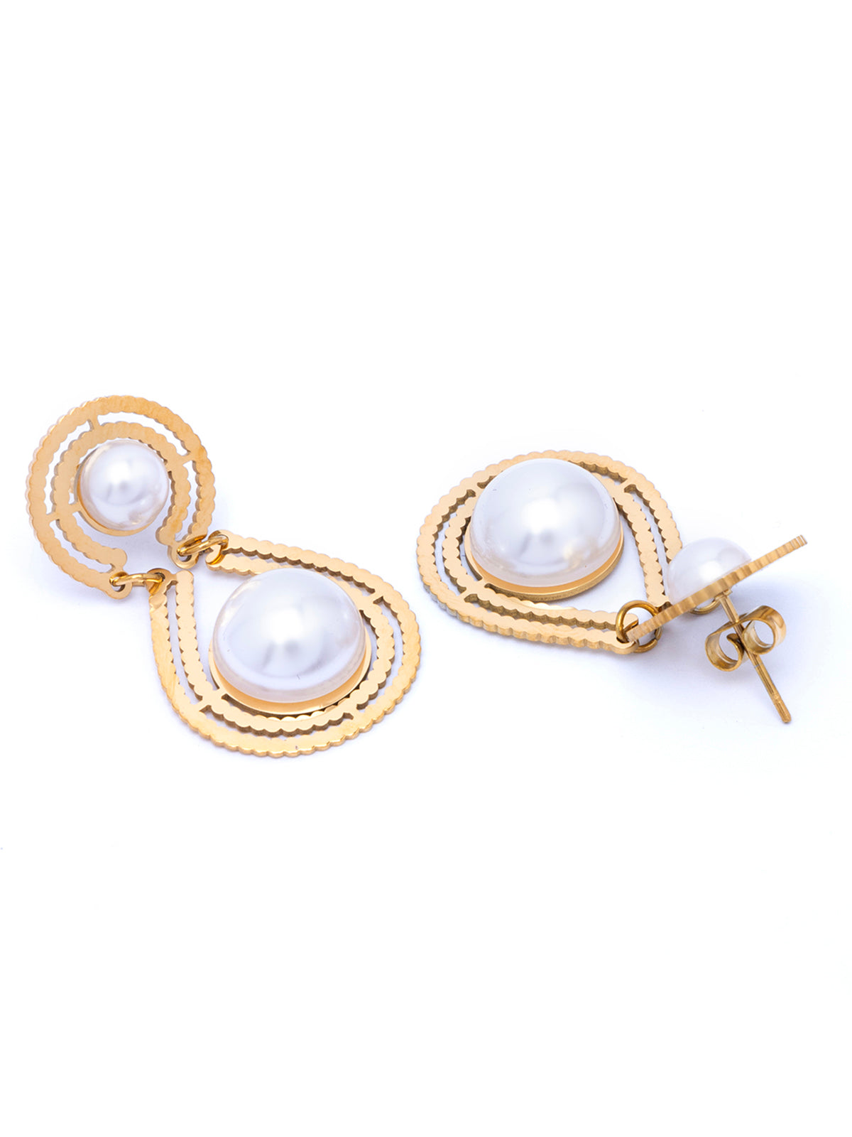 Scintillare By Sukkhi Western Stylish 18kGold Plated with Stainless Steel Pearls Dangler Earring Jewellery for Women & Girls|Anti Tarnish Jewellery|Gifts for Wife Girlfriend Mother Sister|E107001