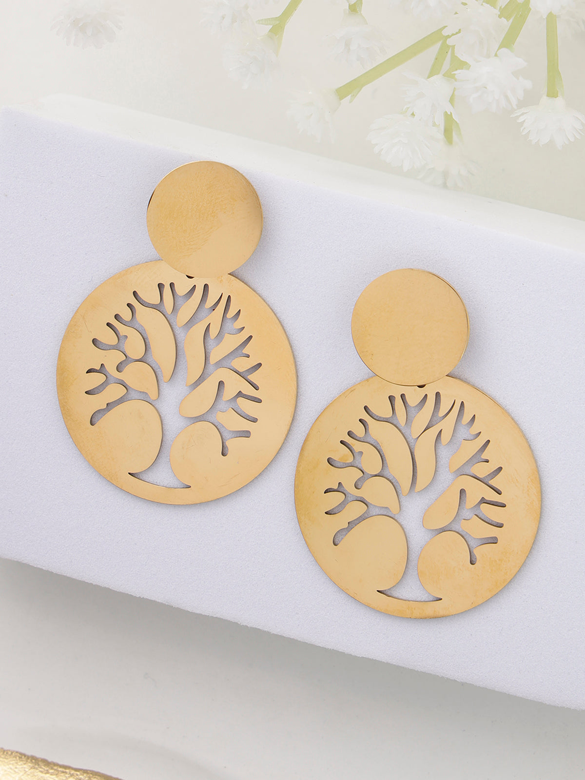 Scintillare By Sukkhi Unique Fashionable 18kGold Plated with Stainless Steel Round Dangler Earring Jewellery for Women & Girls|Anti Tarnish Jewellery |Gifts for Wife Girlfriend Mother Sister|E107002