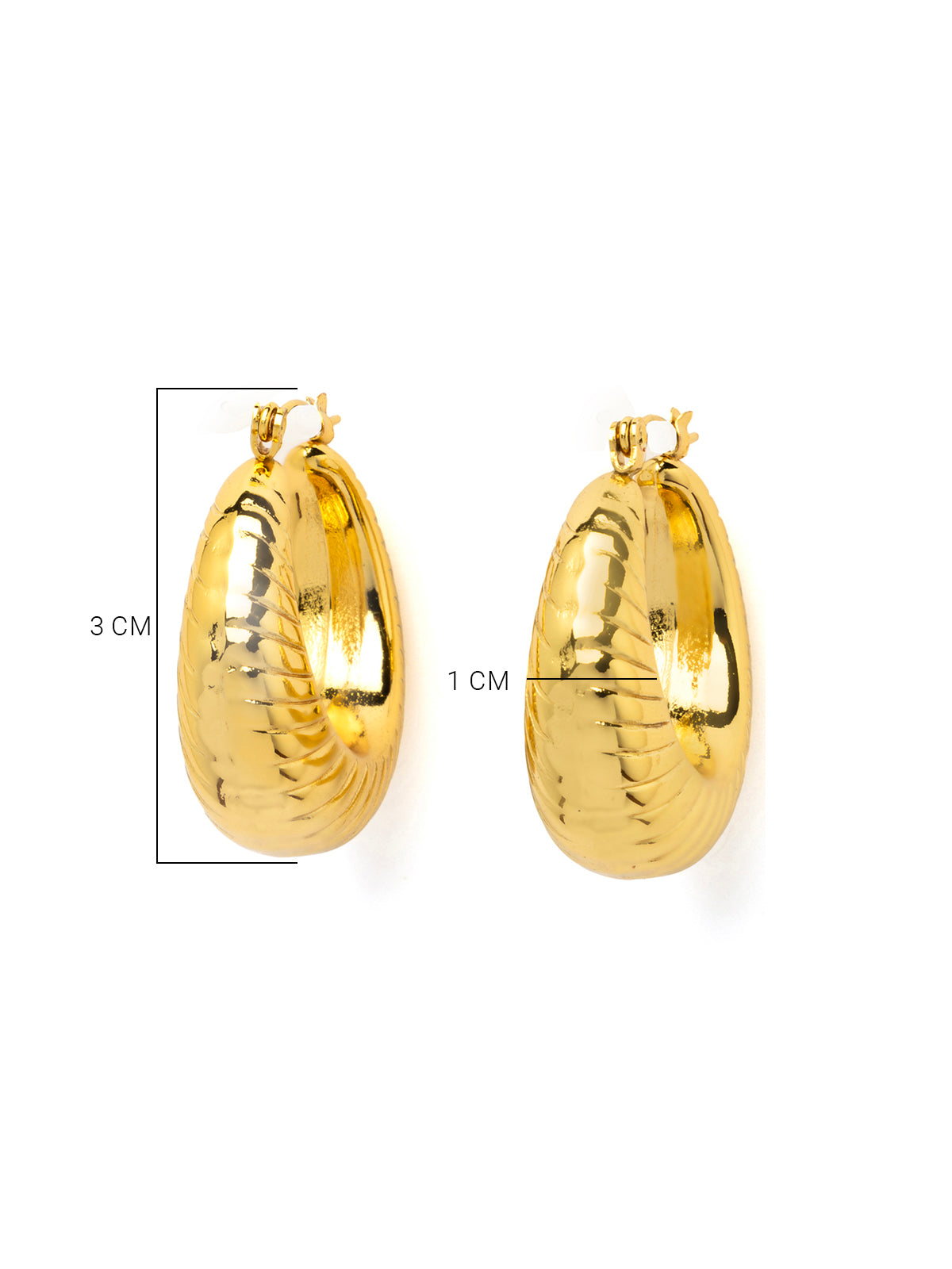 Scintillare By Sukkhi Chunky 18k Gold Plated with Stainless Steel Small Hoop Bali Korean Fashion Earring Jewellery for Women & Girls|Anti Tarnish Jewellery|Gifts for Wife Girlfriend Mother|E107037