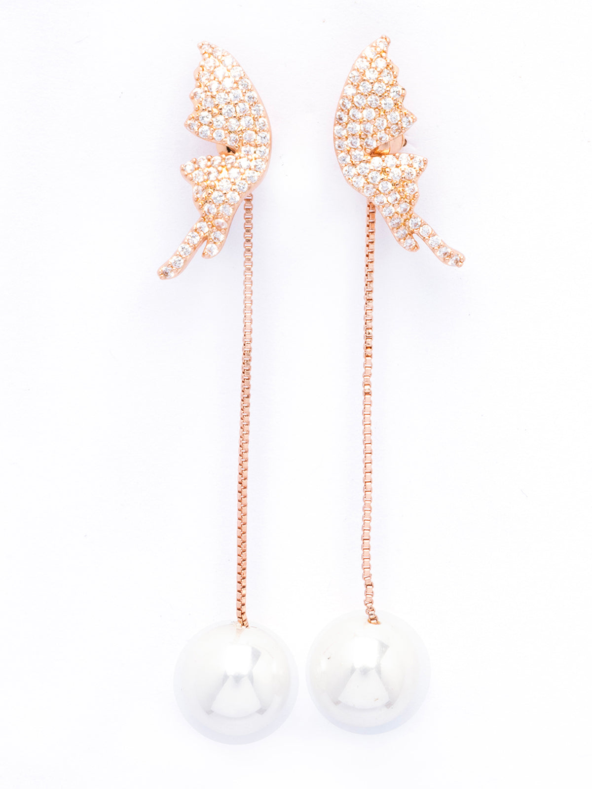 Scintillare By Sukkhi Stylish RoseGold Plated with Stainless Steel Pearls Long Dangler Earring Jewellery for Women & Girls|Anti Tarnish Jewellery|Gifts for Wife Girlfriend Mother Sister|E107071