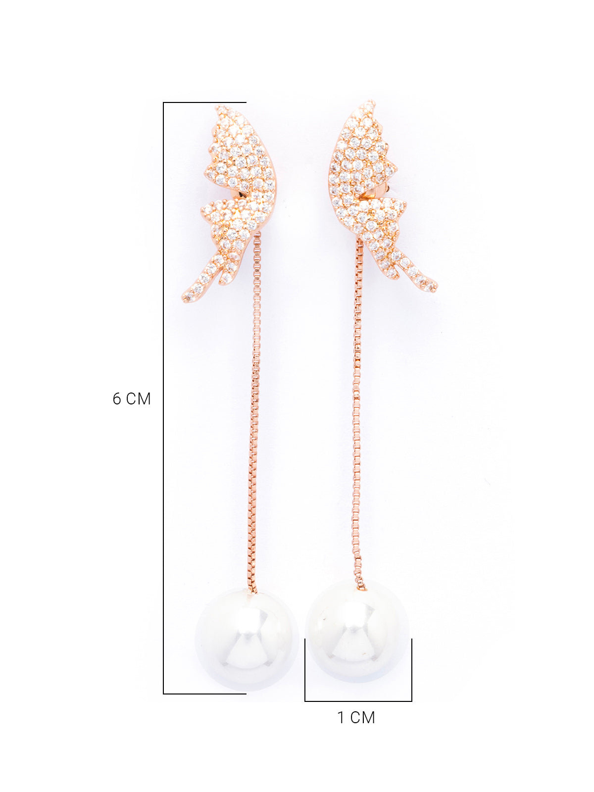 Scintillare By Sukkhi Stylish RoseGold Plated with Stainless Steel Pearls Long Dangler Earring Jewellery for Women & Girls|Anti Tarnish Jewellery|Gifts for Wife Girlfriend Mother Sister|E107071