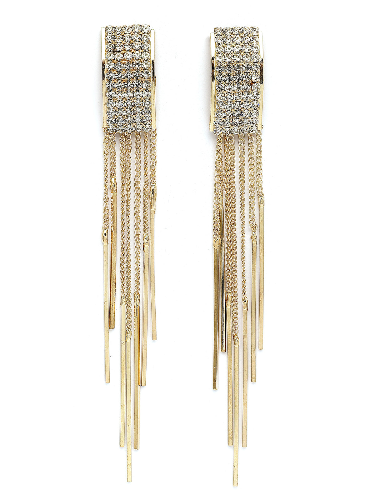 Scintillare By Sukkhi Latest Italian Stylish Gold Plated Crystal Diamond Studded Tassel Long Earrings for Women & Girls|Pair of 1|Gifts for Wife Girlfriend Mother Sister|E107212