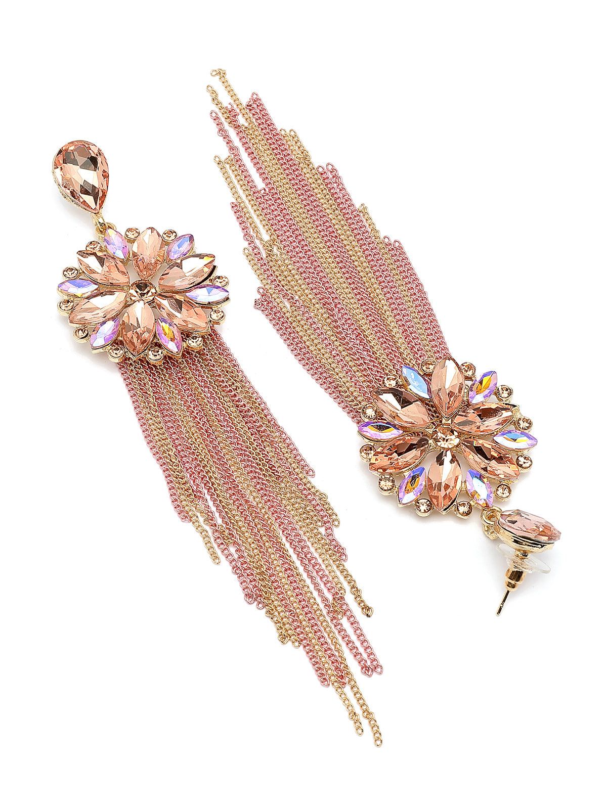 Scintillare By Sukkhi Fresh Flora Latest Stylish Gold Plated Crystal Handmade Long Tassel Peach Earrings for Women & Girls|Pair of 1|Gifts for Wife Girlfriend Mother Sister|E107216