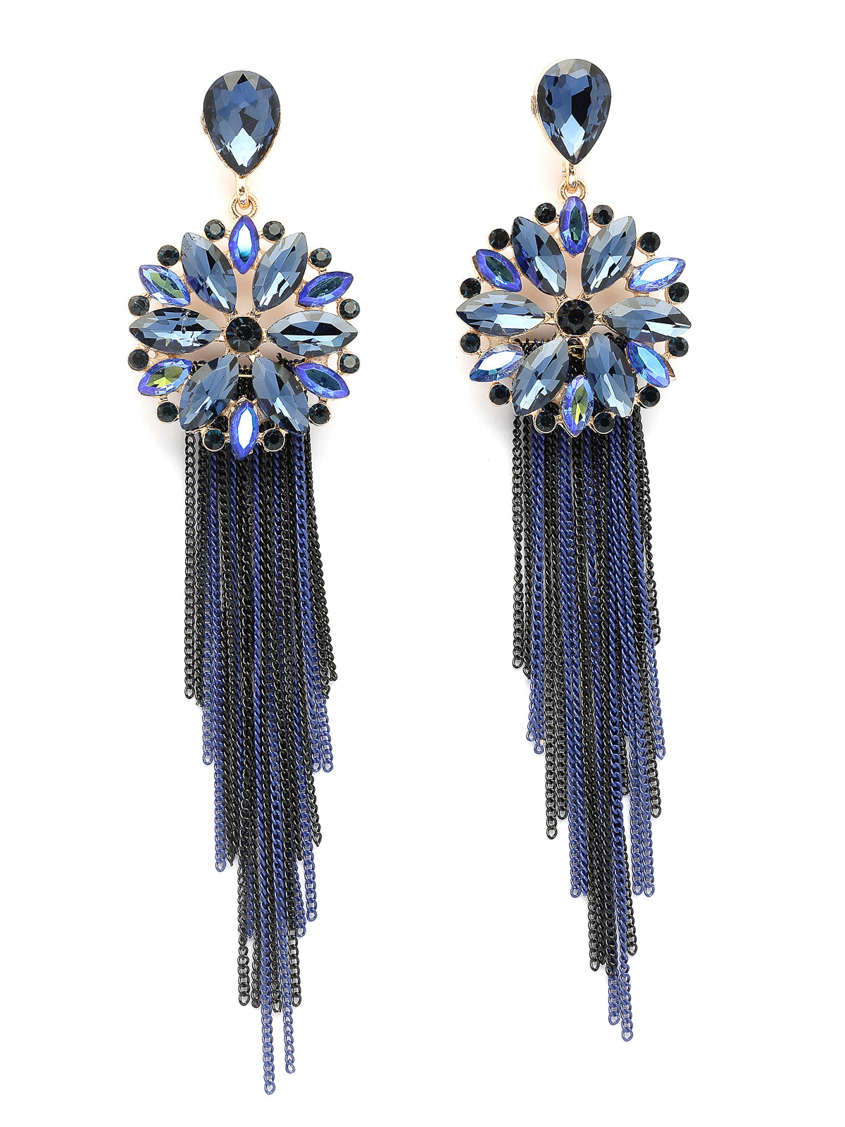 Scintillare By Sukkhi Fresh Flora Latest Stylish Gold Plated Crystal Handmade Long Tassel Blue Earrings for Women & Girls|Pair of 1|Gifts for Wife Girlfriend Mother Sister|E107219