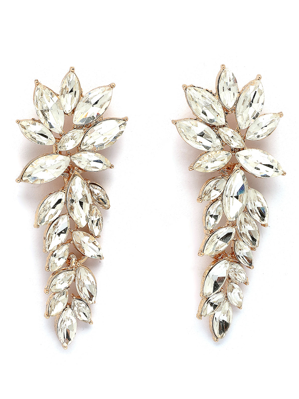 Scintillare By Sukkhi Golden Crystal Shimmering White Drop Dangler Long Earrings for Women & Girls|Pair of 1|Gifts for Wife Girlfriend Mother Sister|E107221