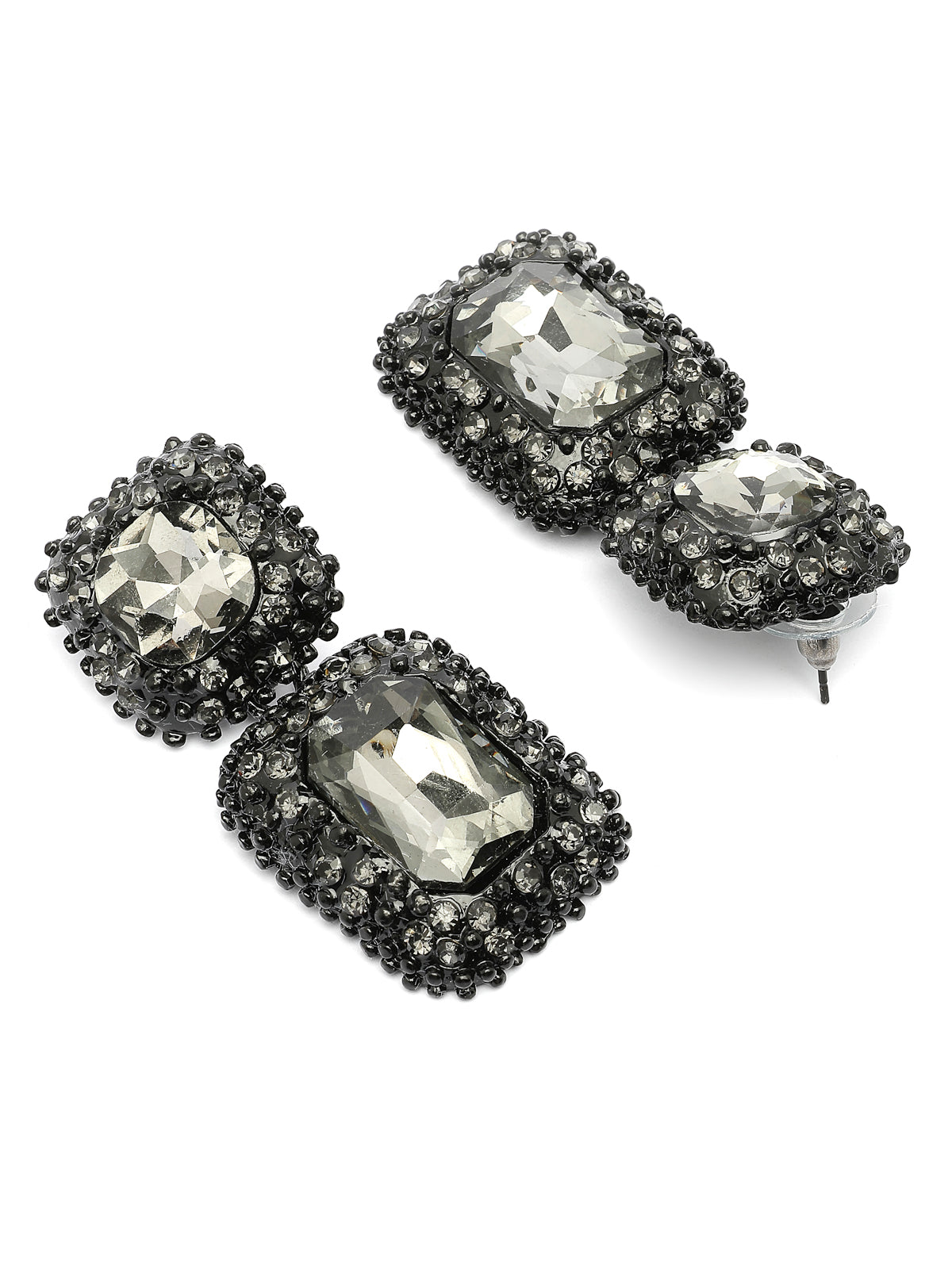 Scintillare By Sukkhi Glittering Square Shaped Crystal Studded Black Drop Dangle Earring for Women & Girls|Pair of 1|Jewellery Gifts for Wife Girlfriend Mother Sister|E107226