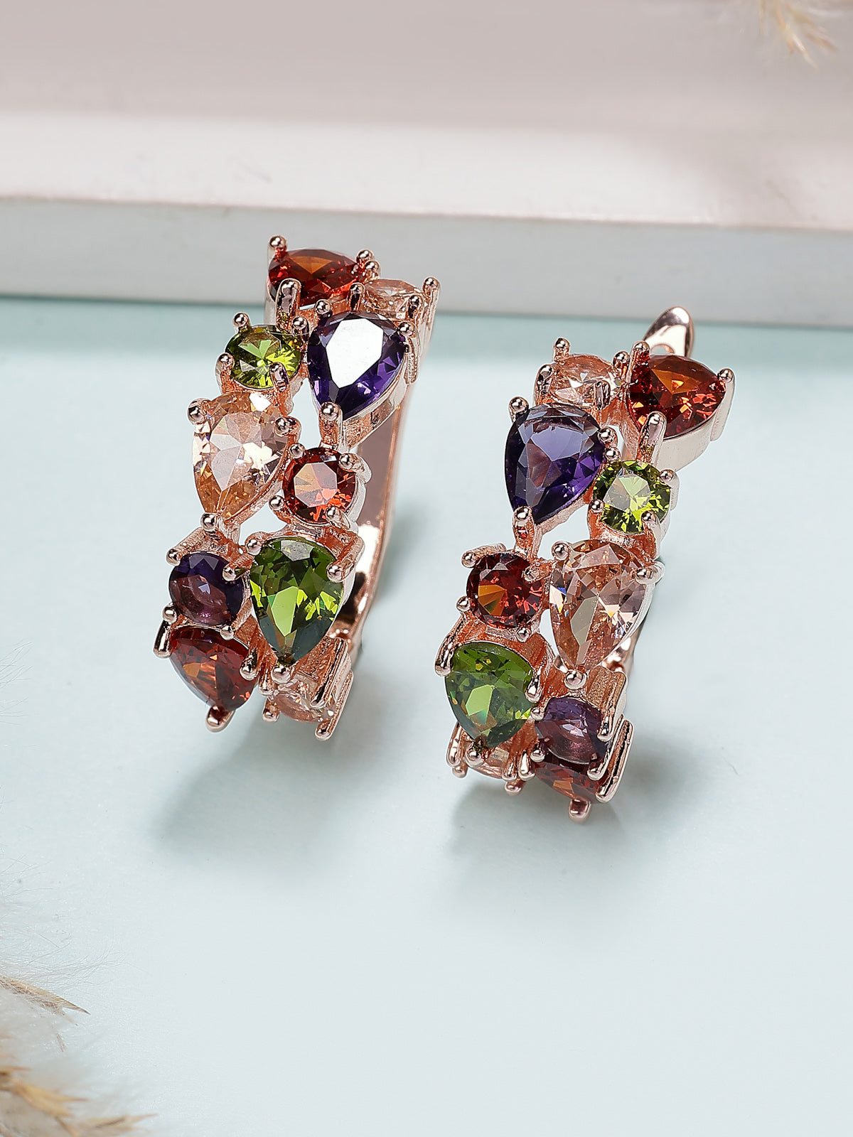 Scintillare By Sukkhi Sparkling Martini Crystal Studded Gold Plated Multicolor Earrings for Women & Girls|Pair of 1|Jewellery Gifts for Wife Girlfriend Mother Sister|E107233