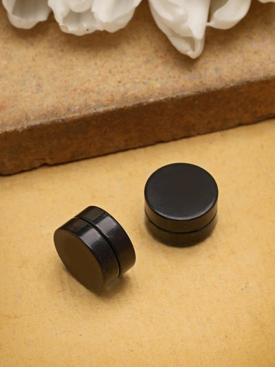 Scintillare By Sukkhi Latest Stylish Magnetic Non Piercing Stainless Steel Dark Moon Studs Earring for Men & Boys|Earring for Women|Pair of 1|E107235