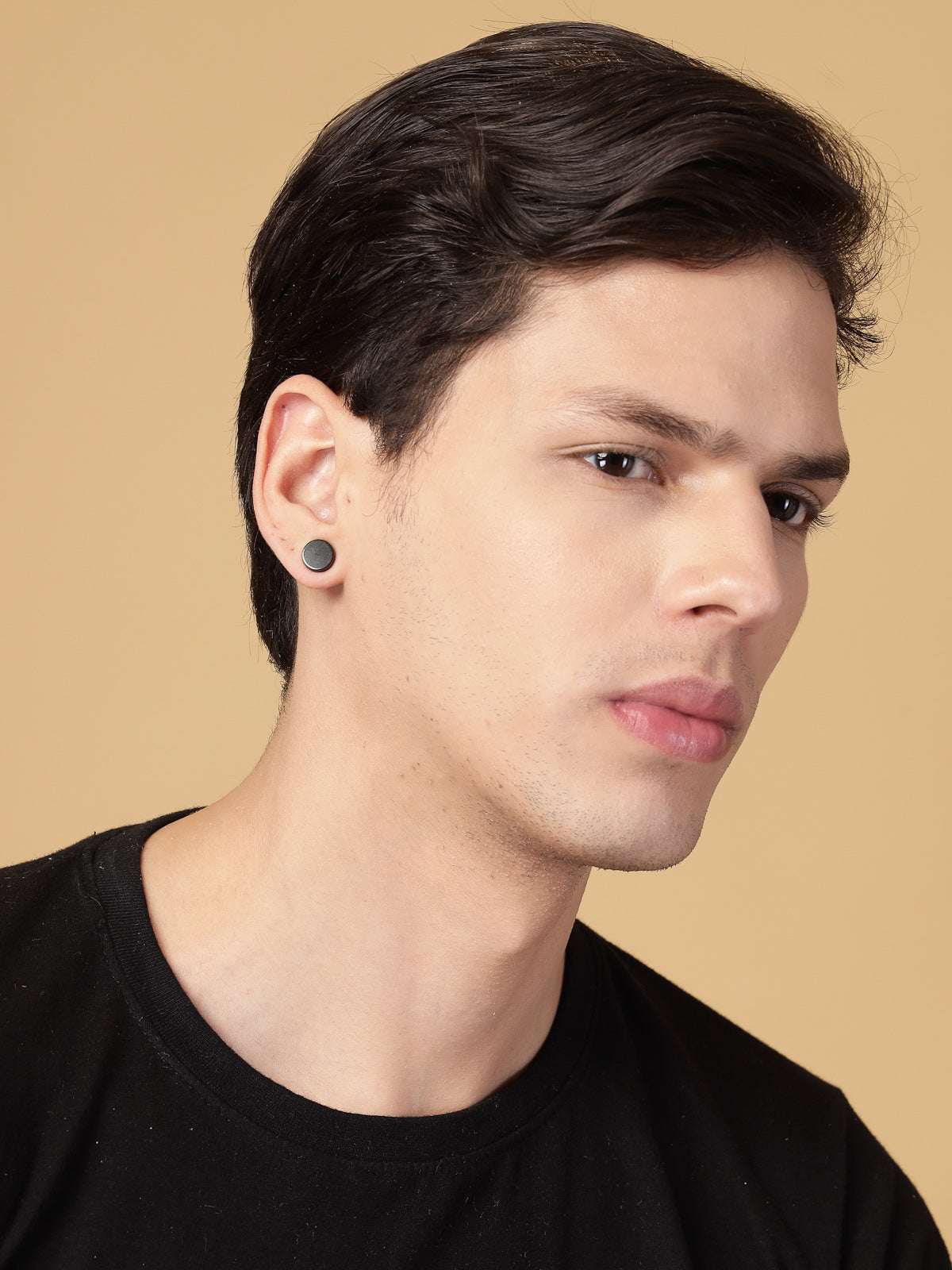 Scintillare By Sukkhi Latest Stylish Magnetic Non Piercing Stainless Steel Dark Moon Studs Earring for Men & Boys|Earring for Women|Pair of 1|E107235