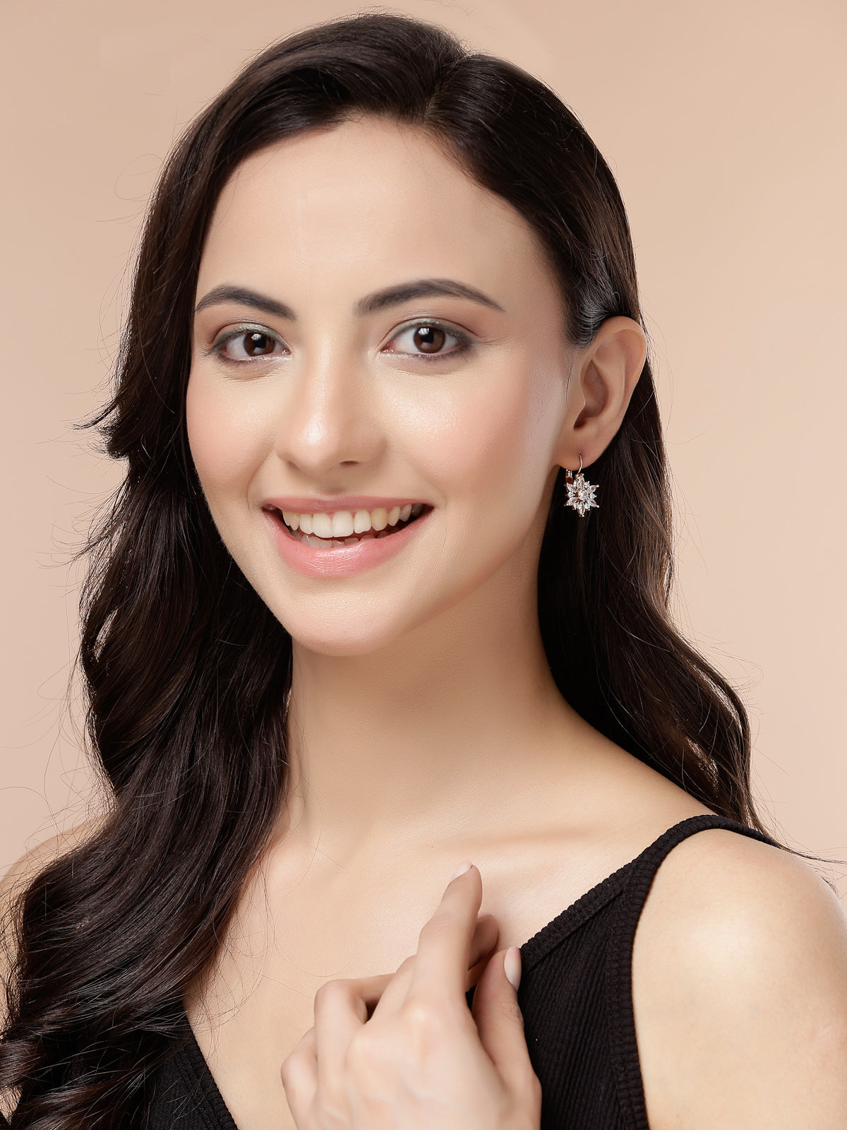 Scintillare By Sukkhi Latest Fashionable Marquise Swiss Crystal Stone Studded Gold Plated Drop Earrings for Women & Girls|Pair of 1|Jewellery Gifts for Wife Girlfriend Mother Sister|E107236