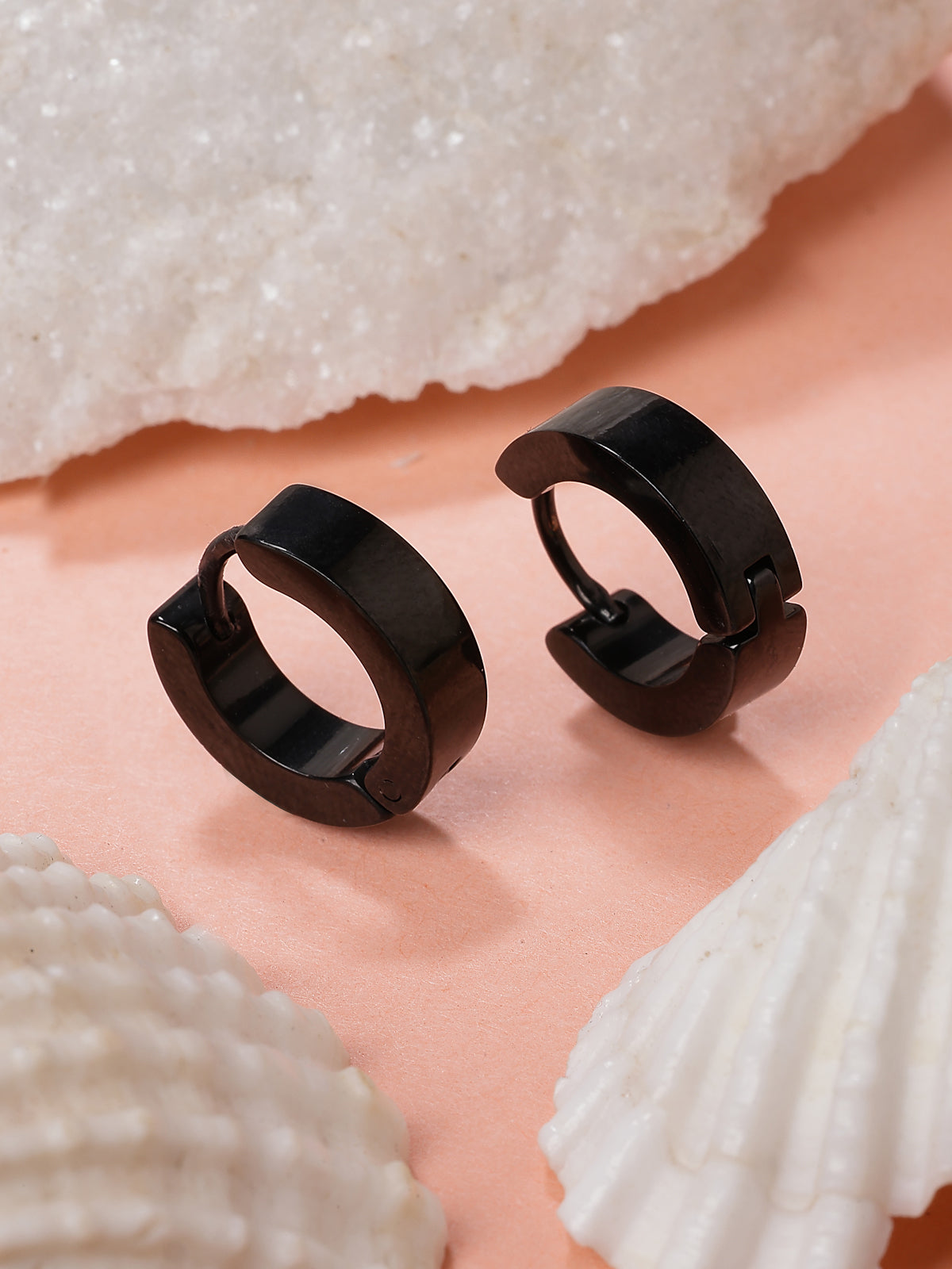 Scintillare By Sukkhi Unique Stainless Steel Black Hoop Bali Earring for Men & Boys|Accessories Jewellery for Men & Boys|Gift for Anniversary Birthday|E107238