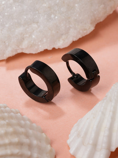 Scintillare By Sukkhi Unique Stainless Steel Black Hoop Bali Earring for Men & Boys|Accessories Jewellery for Men & Boys|Gift for Anniversary Birthday|E107238