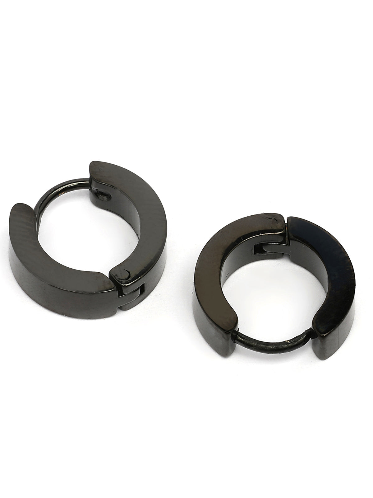 Scintillare By Sukkhi Unique Stainless Steel Black Hoop Bali Earring for Men & Boys|Accessories Jewellery for Men & Boys|Gift for Anniversary Birthday|E107238