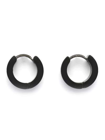 Scintillare By Sukkhi Unique Stainless Steel Black Hoop Bali Earring for Men & Boys|Accessories Jewellery for Men & Boys|Gift for Anniversary Birthday|E107238