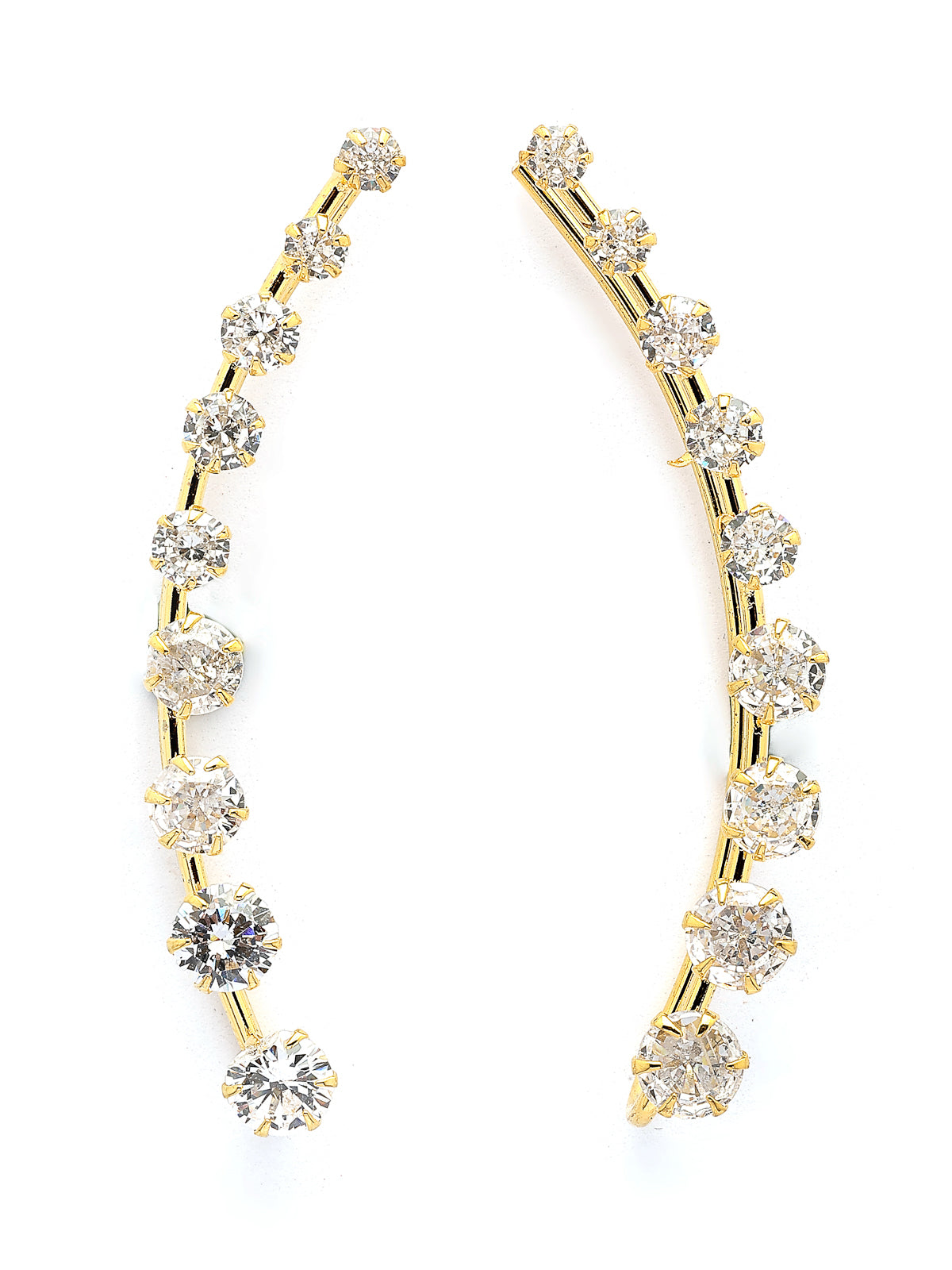 Scintillare By Sukkhi Delicate Gold Plated American Diamond Studded Contemporary Embellished Light Weighted Ear Cuff with Clip on Closure Earring for Women & Girls|E107240