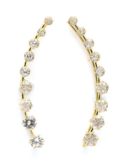 Scintillare By Sukkhi Delicate Gold Plated American Diamond Studded Contemporary Embellished Light Weighted Ear Cuff with Clip on Closure Earring for Women & Girls|E107240