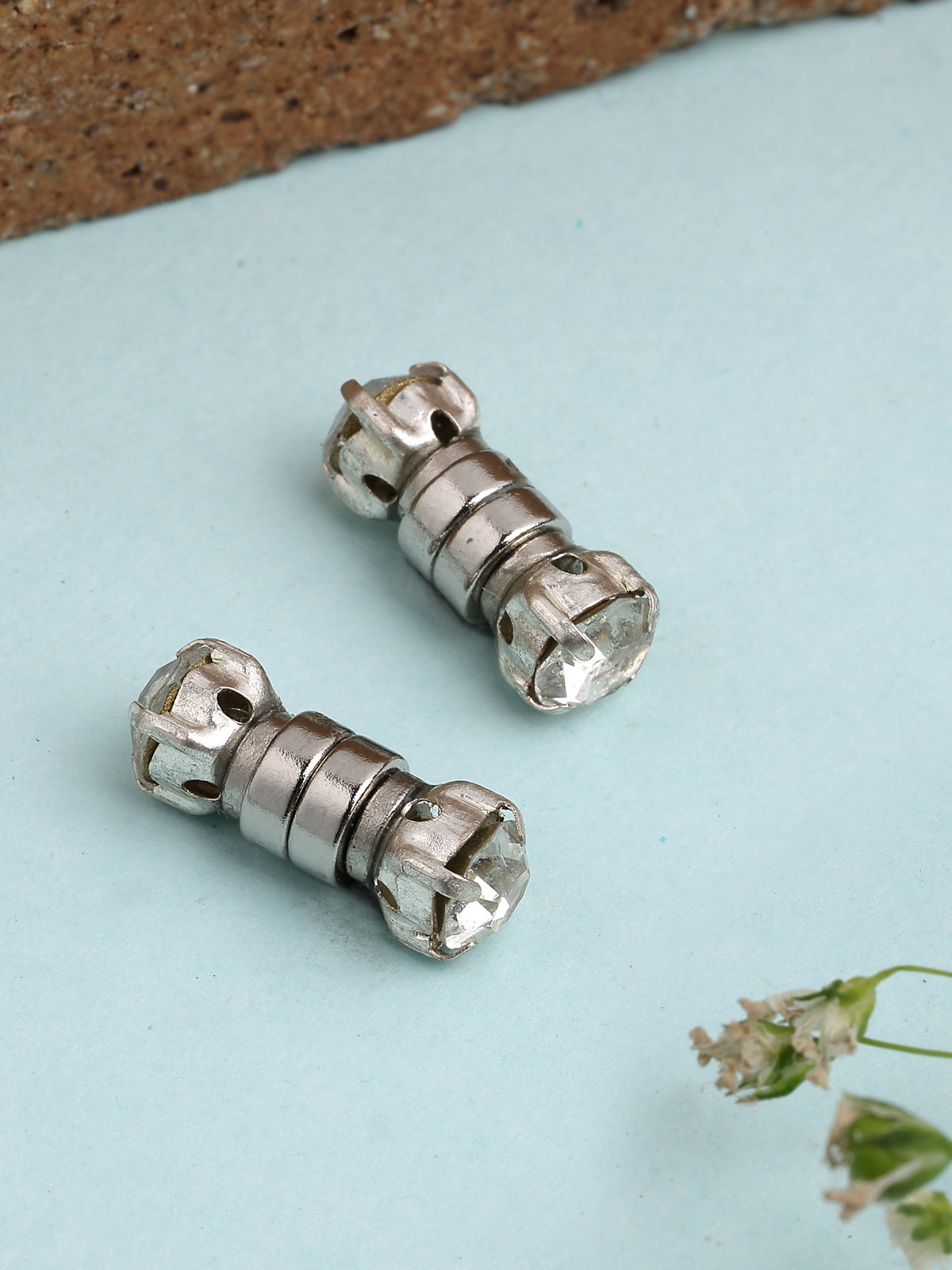 Scintillare By Sukkhi Silver Metal 6 mm Magnetic Crystal Stones Studded Non-Pierced Earrings for Women & Girls |Jewellery for Men & Boys|E107242