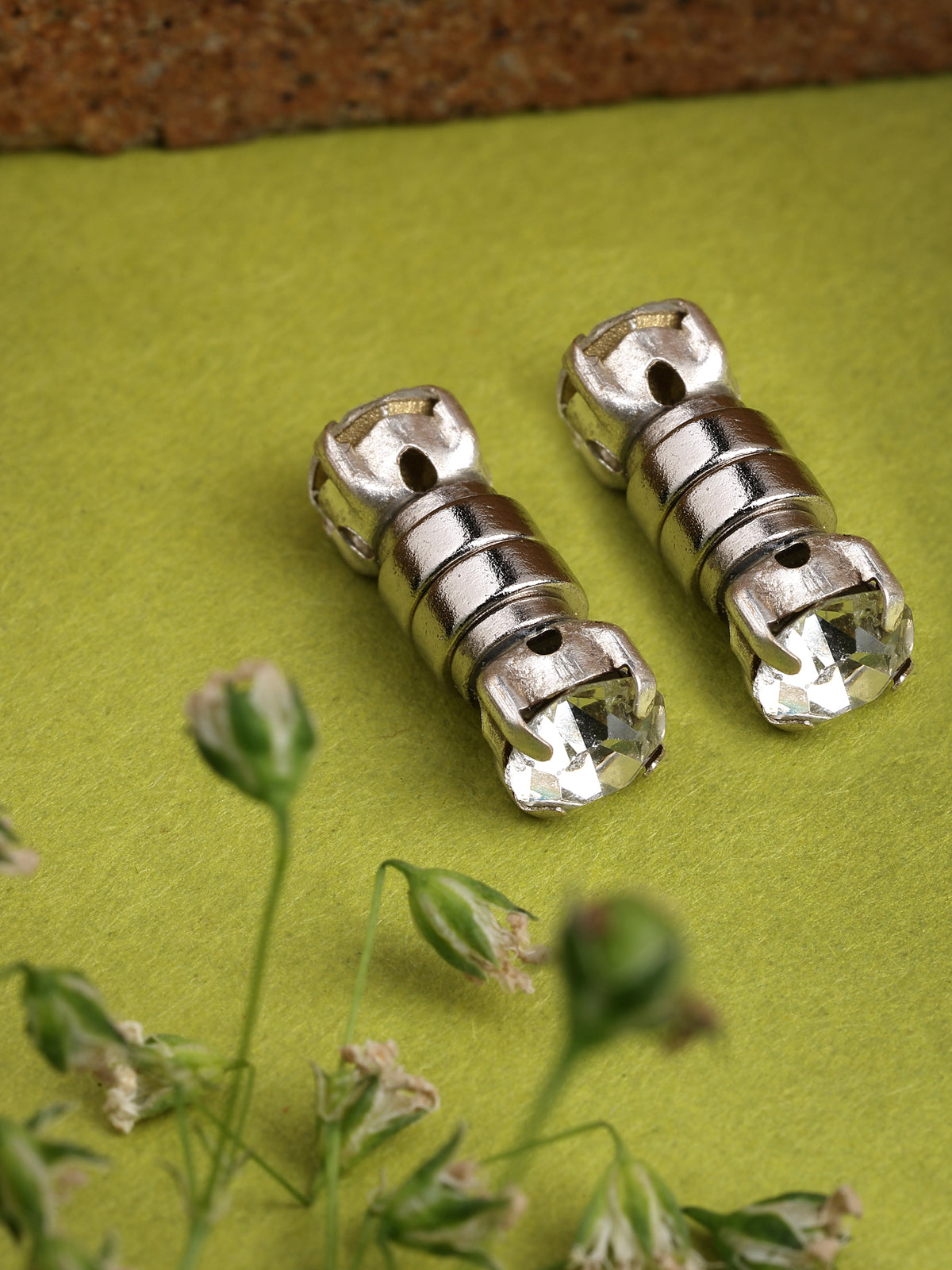 Scintillare By Sukkhi Silver Metal 6 mm Magnetic Crystal Stones Studded Non-Pierced Earrings for Women & Girls |Jewellery for Men & Boys|E107242