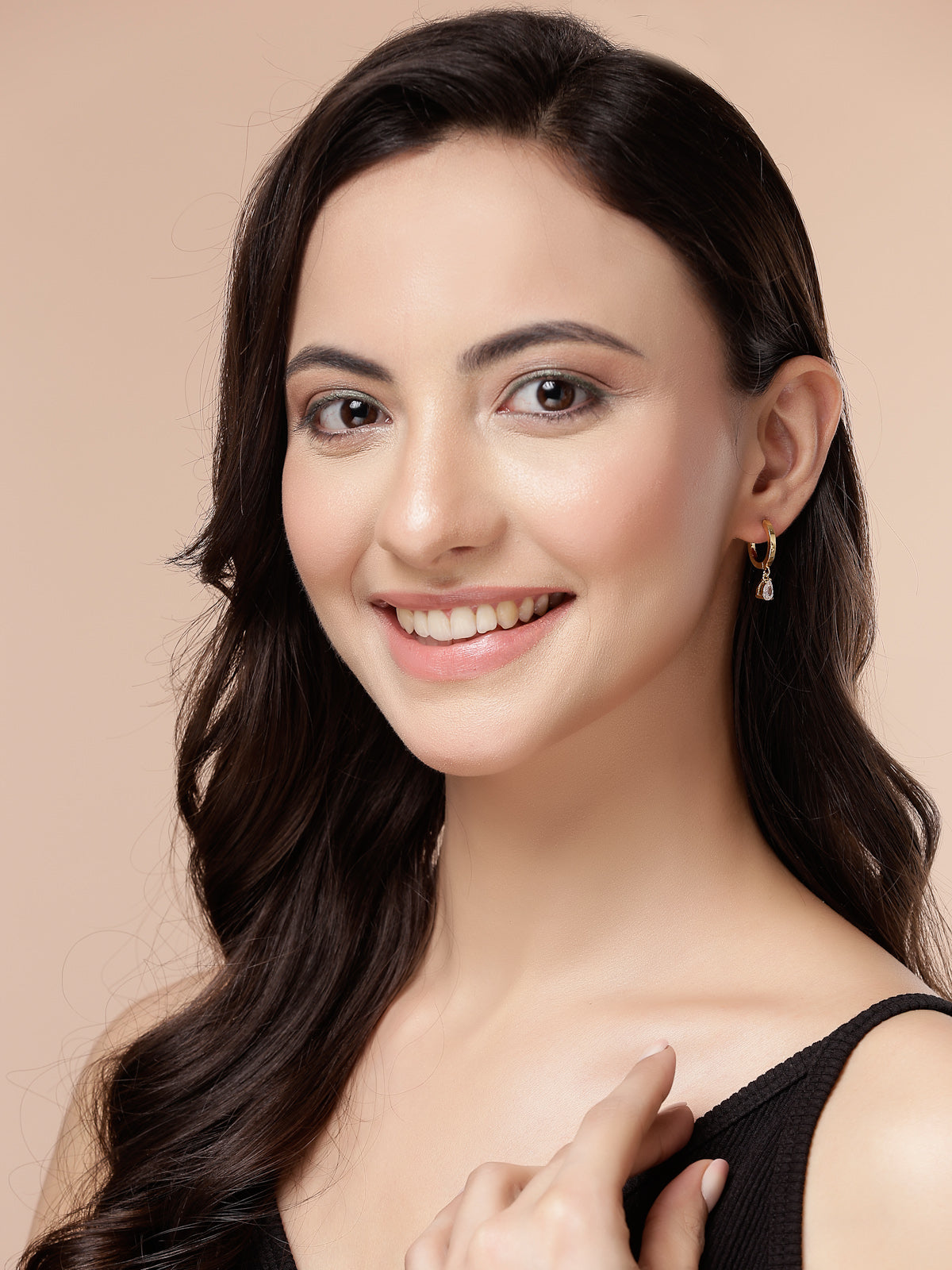 Scintillare By Sukkhi Solitaire Diamond Dangling Clip On Austrian Zirconium Drop Hoop Style Earrings for Women & Girls|Pair of 1|Jewellery Gifts for Wife Girlfriend Mother Sister|E107246