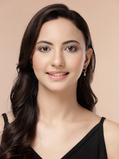 Scintillare By Sukkhi Solitaire Diamond Dangling Clip On Austrian Zirconium Drop Hoop Style Earrings for Women & Girls|Pair of 1|Jewellery Gifts for Wife Girlfriend Mother Sister|E107246