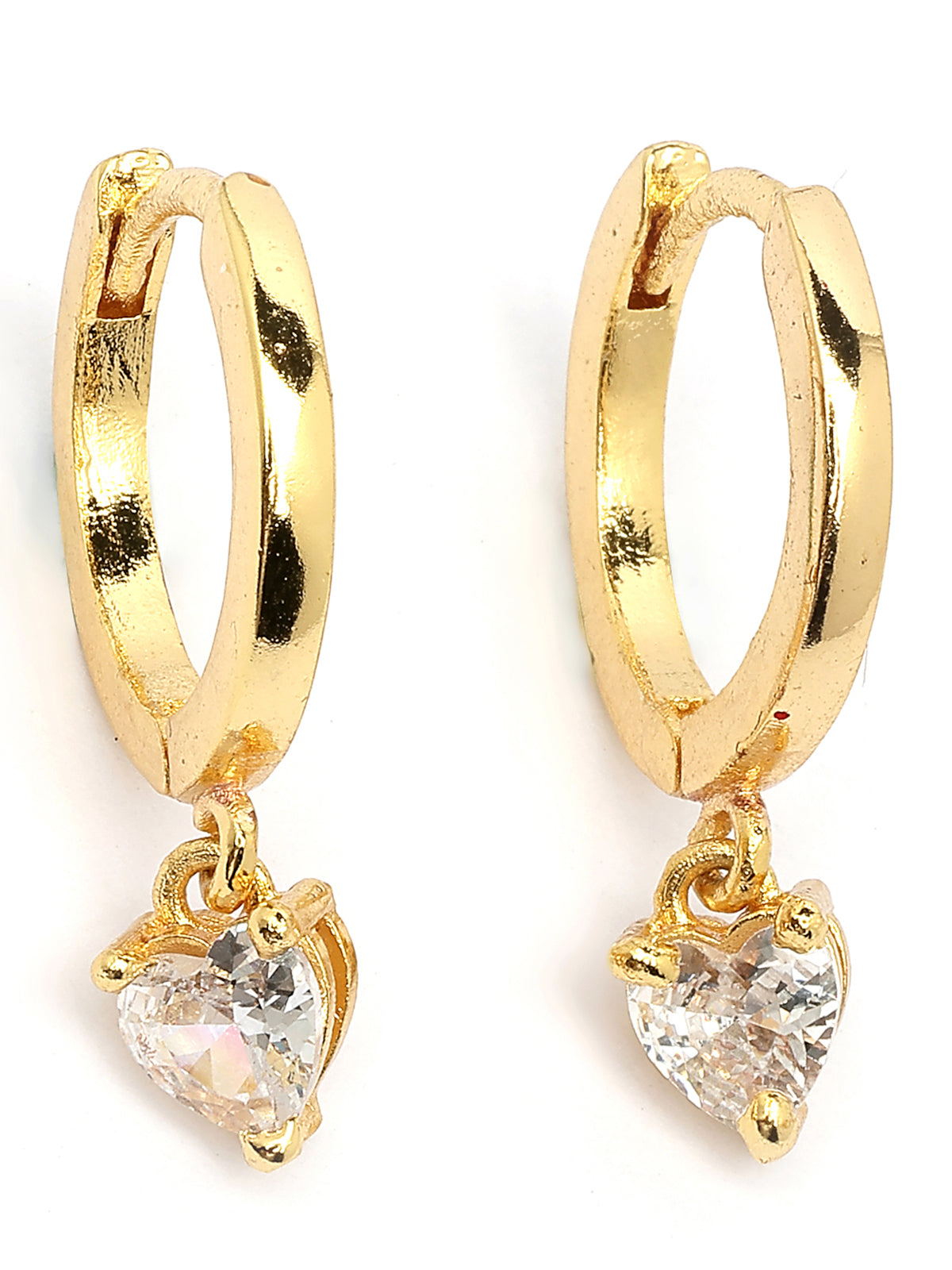 Scintillare By Sukkhi Solitaire Diamond Dangling Gold Plated Clip On Austrian Zirconium Drop Hoop Style Earrings for Women & Girls|E107247