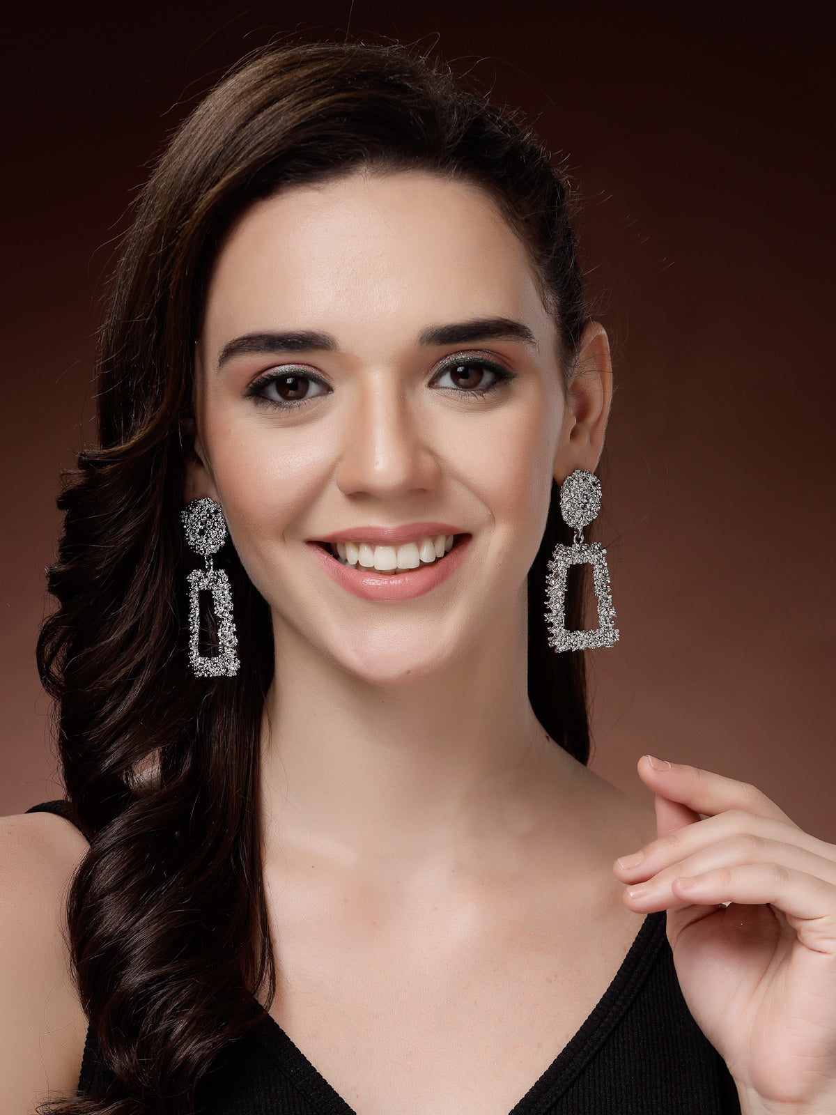 Snictillare By Sukkhi Celebrity Inspired Crystal Handmade Rhodium Plated Silver Dangle Earrings For Women & Girls|Pair of 1|Jewellery Gifts for Wife Girlfriend Mother Sister|E107250