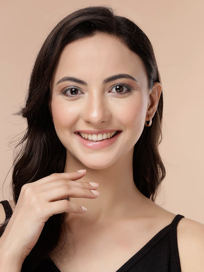 Scintillare By Sukkhi Charming 18k Rose Gold Plated Latest Fancy Stylish Copper Zircon Hoop Bali Earrings for Women & Girls|Pair of 1|Jewellery Gifts for Wife Girlfriend Mother Sister|E107254